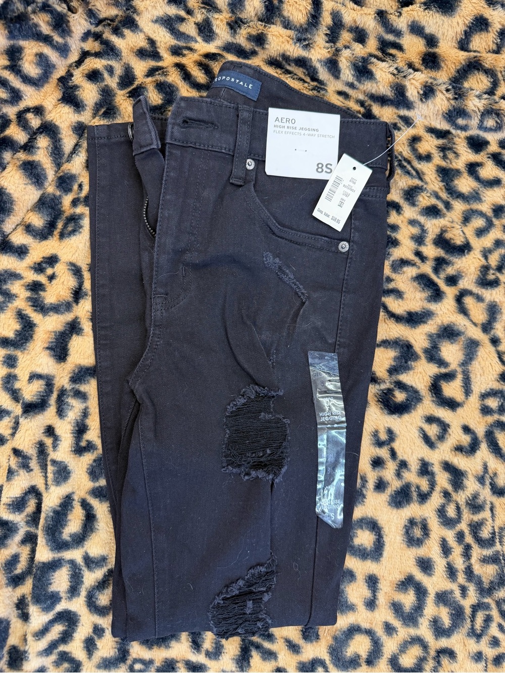 Aeropostale Black High-Rise Distressed Skinny Jeans - 8S
